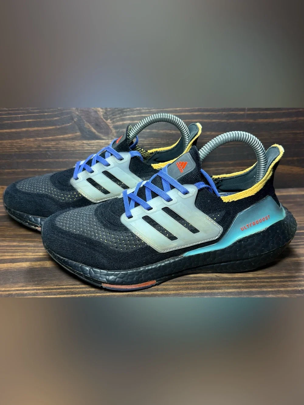 Adidas Kids Ultraboost 21 Shoes Youth Size 4 Black Pulse Aqua Athletic Sneakers